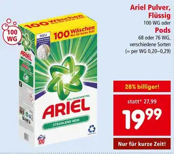 Interspar Ariel Pulver, Flüssig 100 WG oder Pods 68 oder 76 WG Angebot