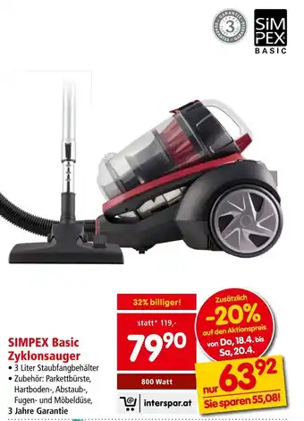 Interspar SIMPEX Basic Zyklonsauger Angebot