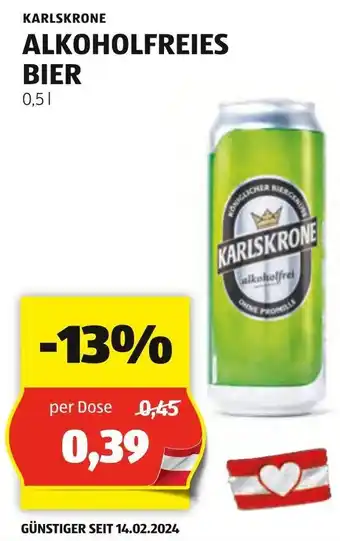 Hofer ALKOHOLFREIES BIER 0.5L Angebot