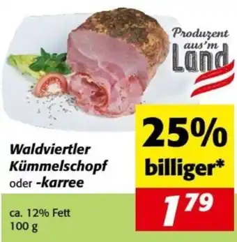 Nah&Frisch Waldviertler Kümmelschopf oder -karree 100g Angebot