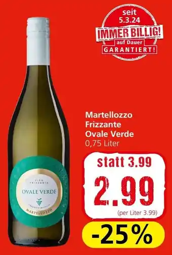 Spar Martellozzo Frizzante Ovale Verde 0.75 Liter Angebot