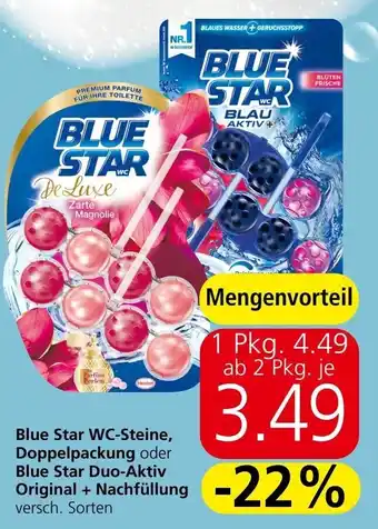 Spar Blue Star WC-Steine, Doppelpackung oder Blue Star Duo-Aktiv Original + Nachfüllung Angebot