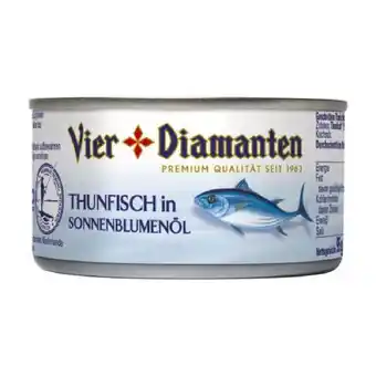 Unimarkt Vier Diamanten Thunfisch in Öl versch. Sorten Unimarkt 95 Gramm 1 Dose Angebot