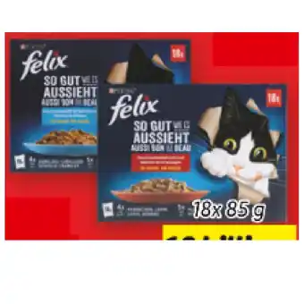 Lidl Felix Premium Katzennassnahrung versch. Sorten Lidl 18 Stück 1 Packung Angebot