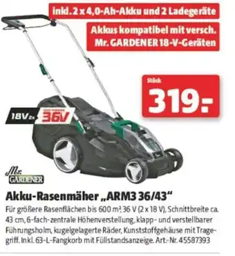 Hagebau Akku-Rasenmäher ARM3 36/43 Angebot