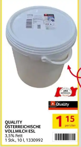 Transgourmet QUALITY ÖSTERREICHISCHE VOLLMILCH ESL 10L Angebot