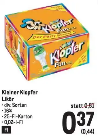 Metro Kleiner Klopfer Likör 0.02L Angebot