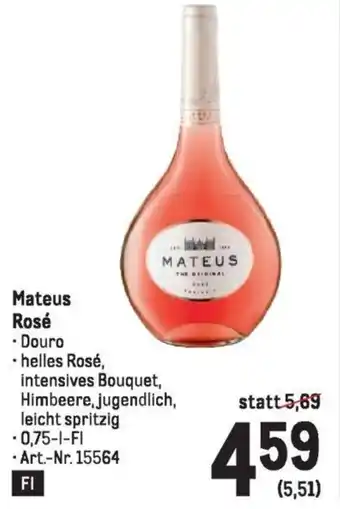 Metro Mateus Rosé 0.75L Angebot