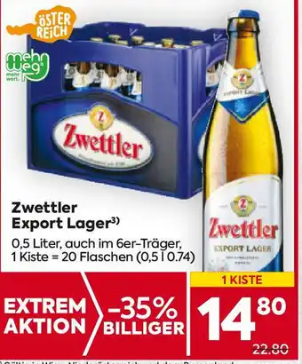 Billa Zwettler Export Lager 0.5L Angebot