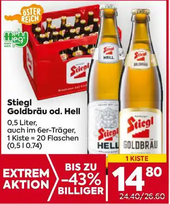 Billa Stiegl Goldbräu od. Hell 0.5L Angebot