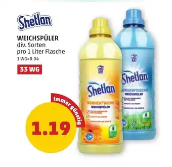 PENNY Shetlan WEICHSPÜLER 1 Liter Angebot