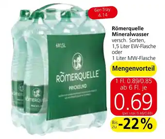 Strasser Markt Römerquelle Mineralwasser 1.5 Liter EW-Flasche oder 1 Liter MW-Flasche Angebot