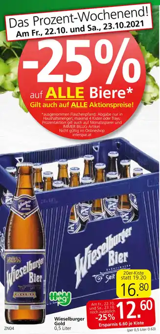 Eurospar Wieselburger Gold 0,5 Liter Angebot