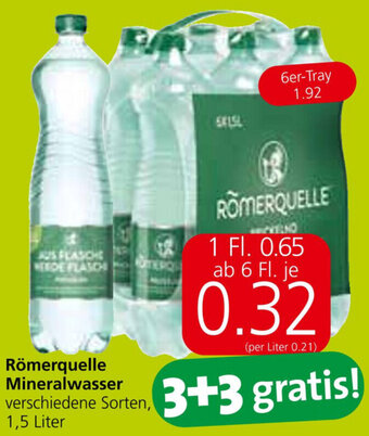 Eurospar Römerquelle Mineralwasser 1,5 Liter Angebot