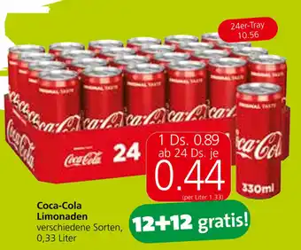 Eurospar Coca-Cola Limonaden 0,33 Liter Angebot