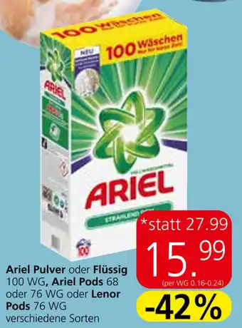 Eurospar Ariel Pulver Oder Flüssig, Ariel Pods Angebot