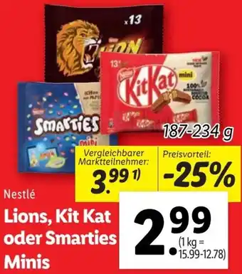 Lidl Lions, Kit Kat oder Smarties Minis Angebot