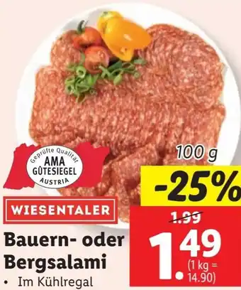 Lidl Bauern- oder Bergsalami Angebot