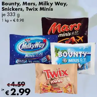 Travel FREE Bounty, Mars, Milky Way, Snickers, Twix Minis Angebot