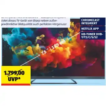 Hofer Sharp 4K ULTRA HD 144HZ QLED GOOGLE SMART-TV 189 CM (75) FQ5EG HOFER 1 Stück Angebot