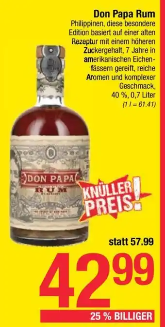 Maximarkt Don Papa Rum 0.7L Angebot