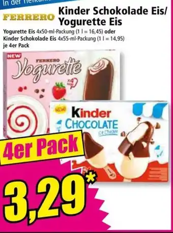 Norma Kinder Schokolade Eis/ Yogurette Eis Angebot