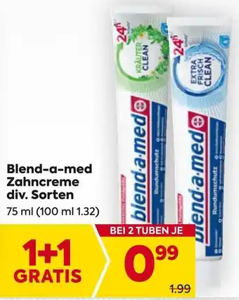 Billa Blend-a-med Zahncreme div. Sorten 75ml Angebot