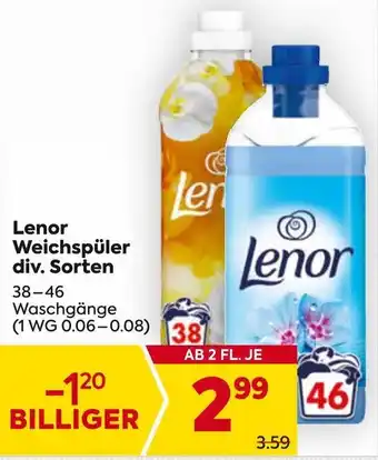 Billa Lenor Weichspüler div. Sorten Angebot