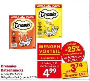 Interspar Dreamies Katzensnacks 180g Angebot