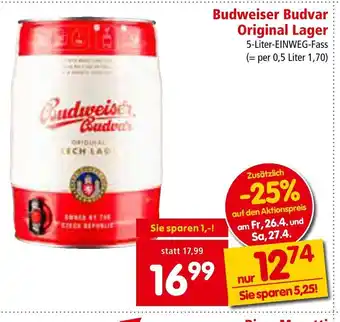 Interspar Budweiser Budvar Original Lager 5L Angebot