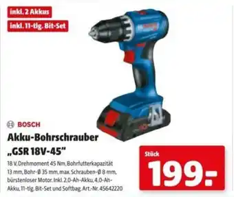 Hagebau Akku-Bohrschrauber GSR 18V-45 Angebot