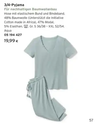 Tchibo Eduscho 3/4-Pyjama Angebot