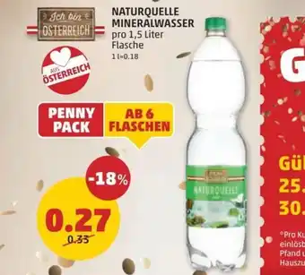 PENNY NATURQUELLE MINERALWASSER 1.5 Liter Angebot