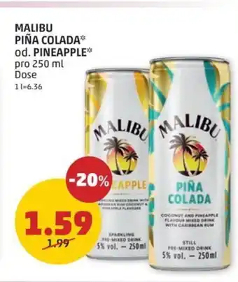 PENNY MALIBU PIÑA COLADA od. PINEAPPLE 250 mL Angebot