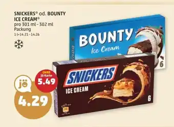 PENNY SNICKERS od. BOUNTY ICE CREAM Angebot