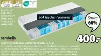 JYSK TASCHENFEDERKERNMATRATZE SEMBELLA S250 Angebot