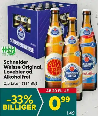 Billa Schneider Weisse Original, Lovebier od. Alkoholfrei Angebot