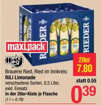 Maximarkt RiLi Limonade in der 20er-Kiste je Flasche 0.5L Angebot