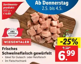 Lidl Frisches Schweinefleisch gewürfelt 1kg Angebot