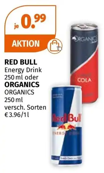 Müller RED BULL Energy Drink 250 ml oder ORGANICS ORGANICS 250 ml Angebot