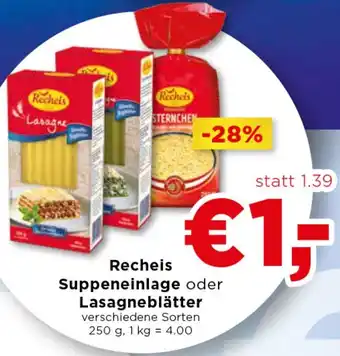 Unimarkt Recheis Suppeneinlage Oder Lasagneblätter 250g Angebot