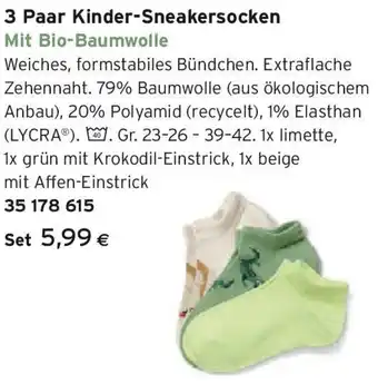 Tchibo Eduscho 3 Paar Kinder-Sneakersocken Angebot