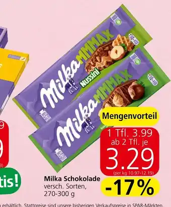 Spar Milka Schokolade 270-300 g Angebot