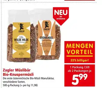 Interspar Zagler Müslibär Bio-Knuspermüsli Angebot