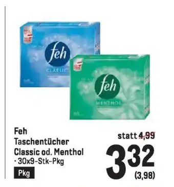 Metro Feh Taschentücher Classic od. Menthol Angebot
