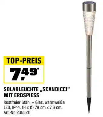 OBI SOLARLEUCHTE „SCANDICCI" MIT ERDSPIESS Angebot