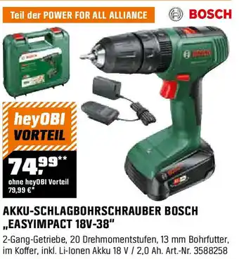 OBI AKKU-SCHLAGBOHRSCHRAUBER BOSCH ,,EASYIMPACT 18V-38 Angebot