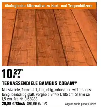 OBI TERRASSENDIELE BAMBUS COBAM Angebot