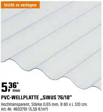 OBI PVC-WELLPLATTE „SINUS 76/18 Angebot