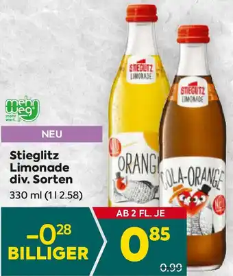 Billa Stieglitz Limonade 330ml Angebot